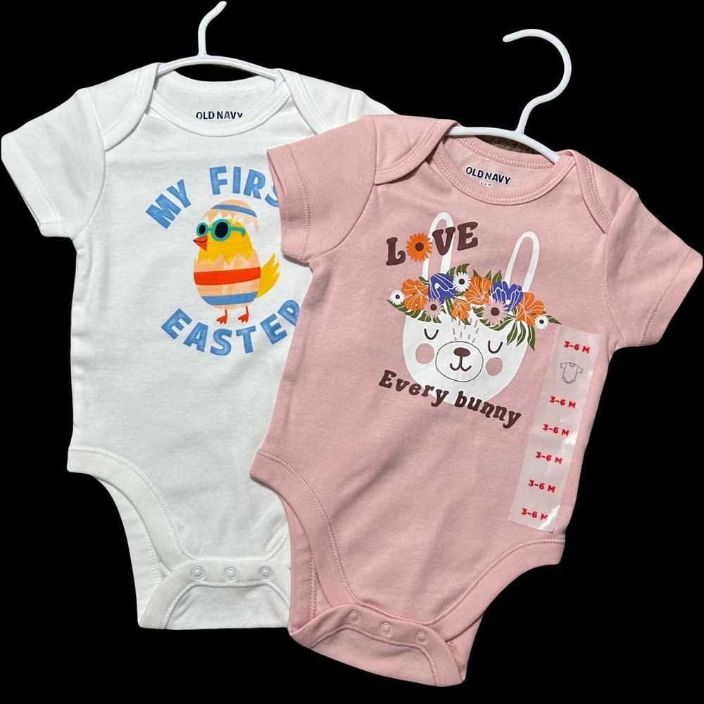 NWT Set of 2--Baby Girl Old Navy Easter Onesies! Size 3-6 Months